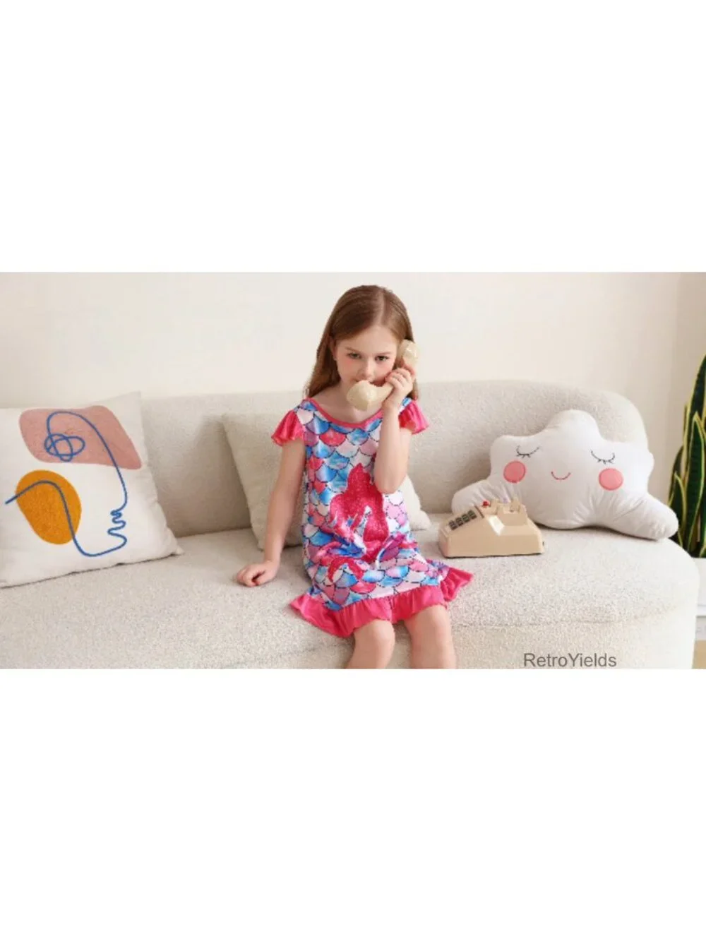 Girls Nightgown Mermaid Dinosaur Cat 3D Print Pajama Dress Kids Toddler